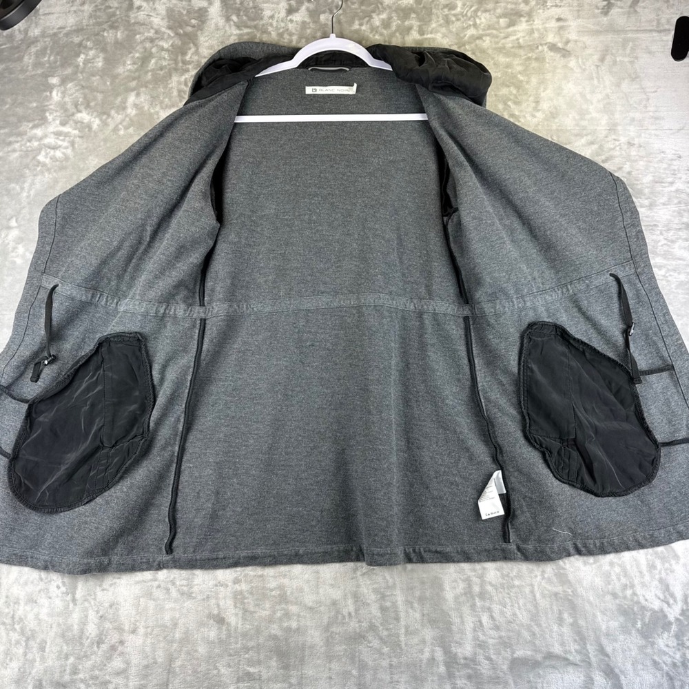 Blanc Noir Traveler Hooded Cardigan‎ Womens Med Black Gray Silk Lined  (1418) - Picture 4 of 11